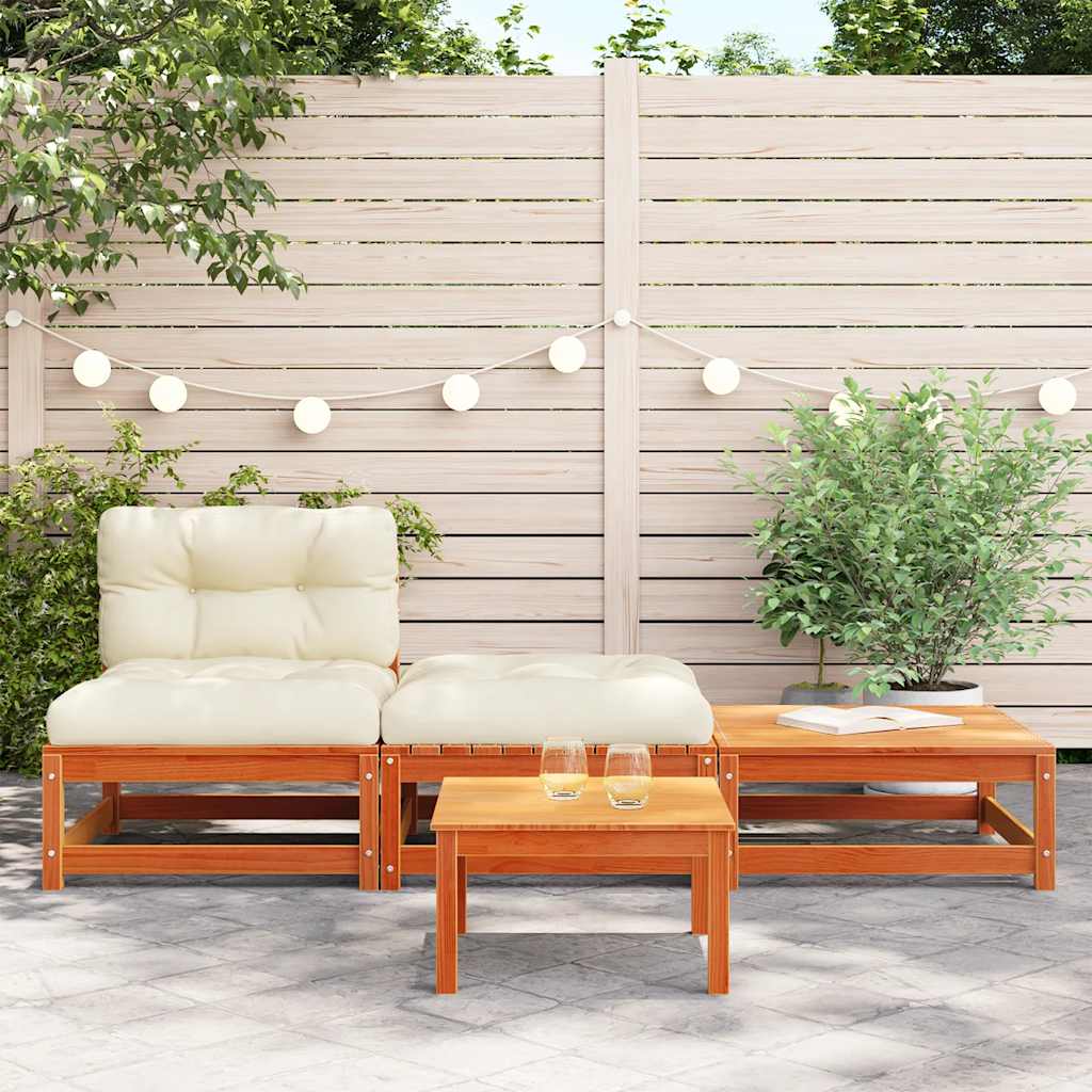 vidaXL Ogrodowa sofa bez podłokietników, z poduszkami i podnóżkami