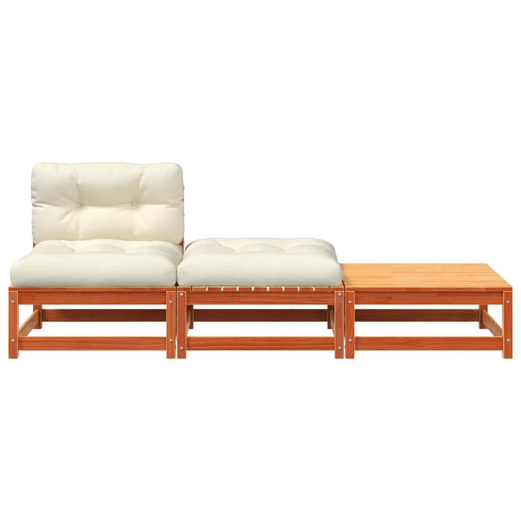 vidaXL Ogrodowa sofa bez podłokietników, z poduszkami i podnóżkami