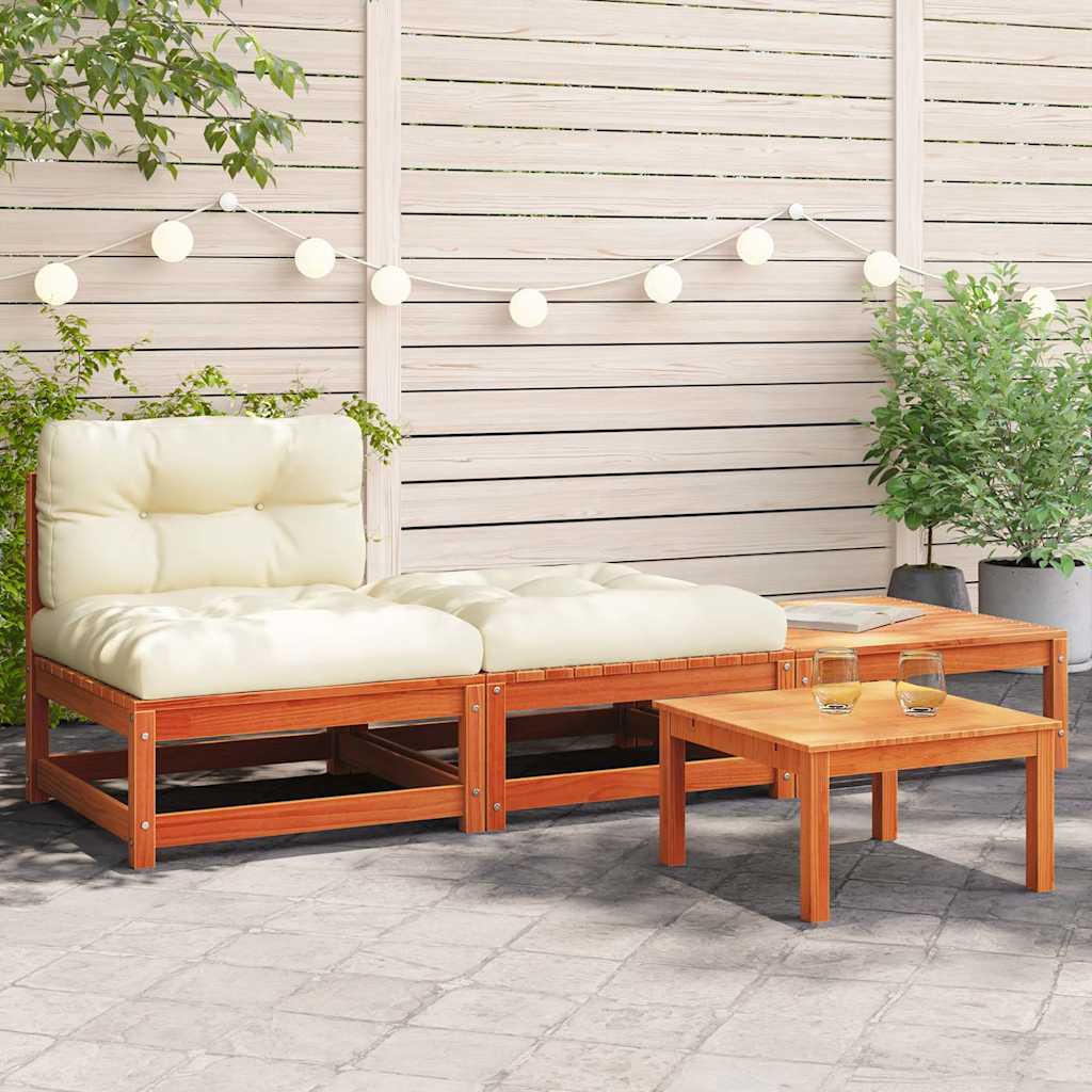 vidaXL Ogrodowa sofa bez podłokietników, z poduszkami i podnóżkami