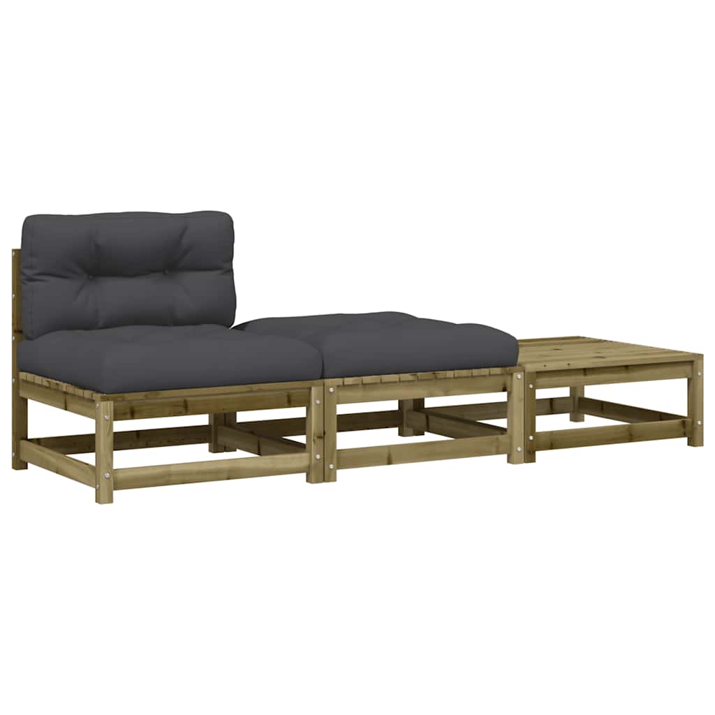 vidaXL Ogrodowa sofa bez podłokietników, z poduszkami i podnóżkami