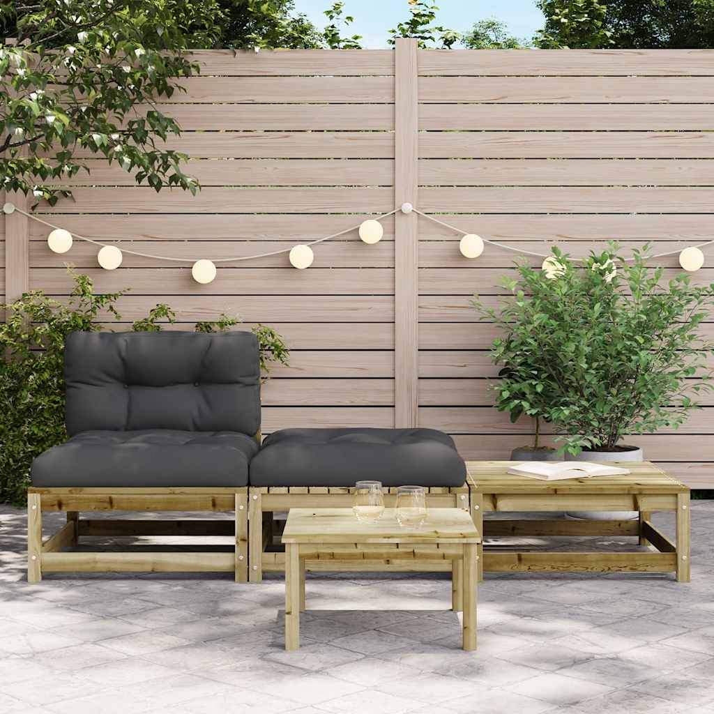vidaXL Ogrodowa sofa bez podłokietników, z poduszkami i podnóżkami