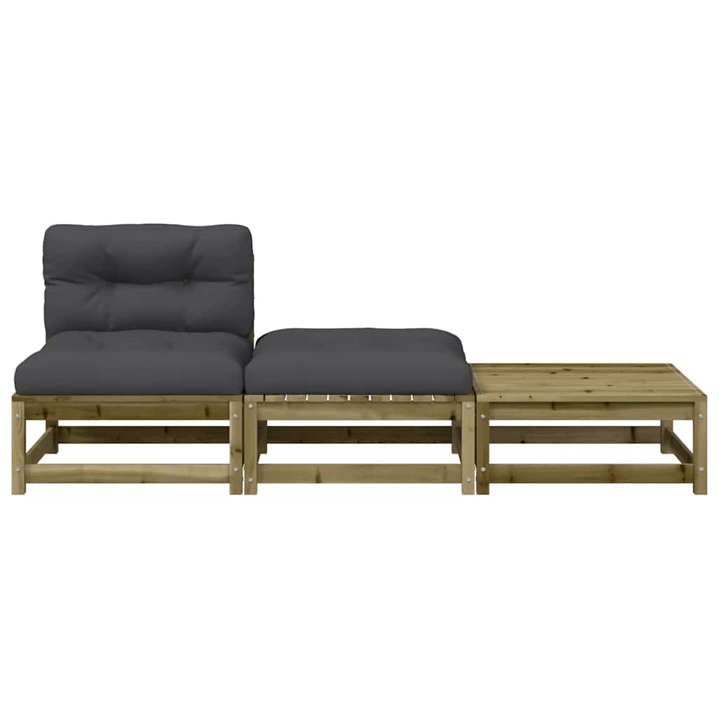 vidaXL Ogrodowa sofa bez podłokietników, z poduszkami i podnóżkami