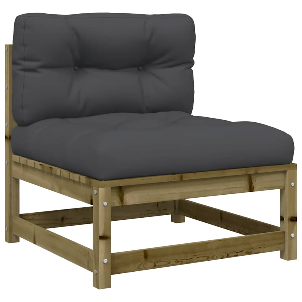 vidaXL Ogrodowa sofa bez podłokietników, z poduszkami i podnóżkami
