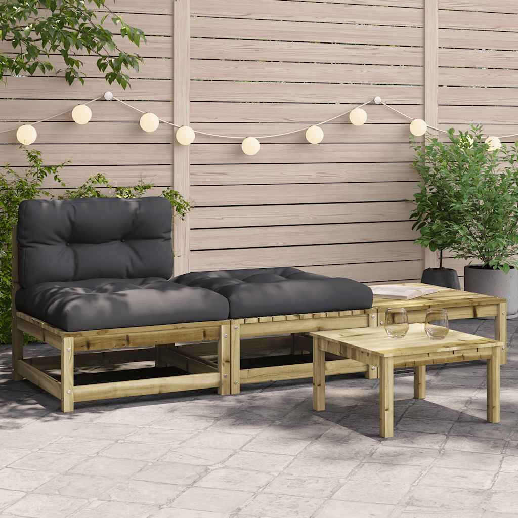 vidaXL Ogrodowa sofa bez podłokietników, z poduszkami i podnóżkami