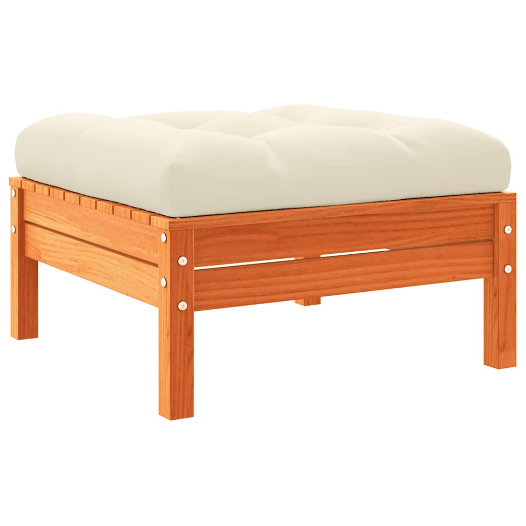 vidaXL Sofa ogrodowa z poduszkami i podnóżkiem, 3-osobowa