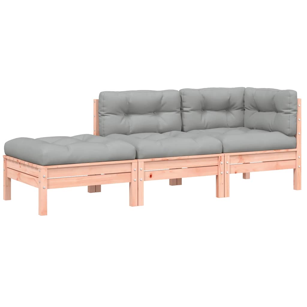 vidaXL Sofa ogrodowa z poduszkami i podnóżkiem, 3-osobowa