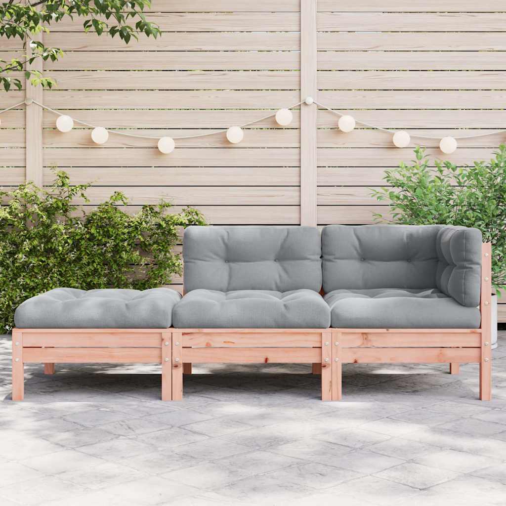 vidaXL Sofa ogrodowa z poduszkami i podnóżkiem, 3-osobowa