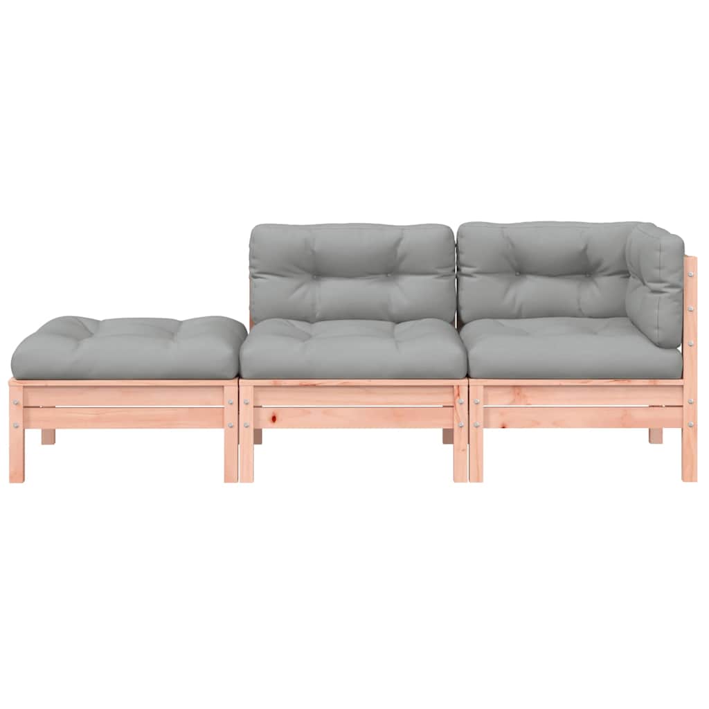 vidaXL Sofa ogrodowa z poduszkami i podnóżkiem, 3-osobowa