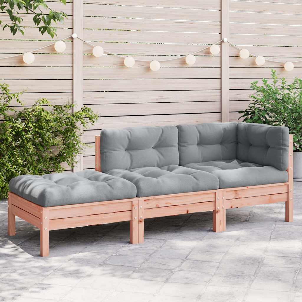 vidaXL Sofa ogrodowa z poduszkami i podnóżkiem, 3-osobowa