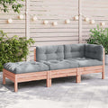 vidaXL Sofa ogrodowa z poduszkami i podnóżkiem, 3-osobowa