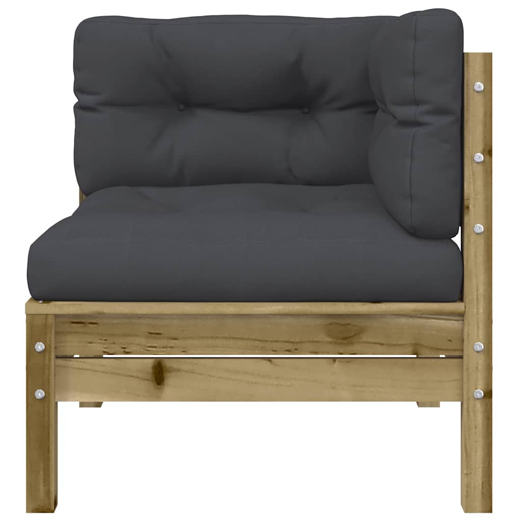 vidaXL Sofa ogrodowa z poduszkami i podnóżkiem, 3-osobowa