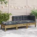 vidaXL Sofa ogrodowa z poduszkami i podnóżkiem, 3-osobowa