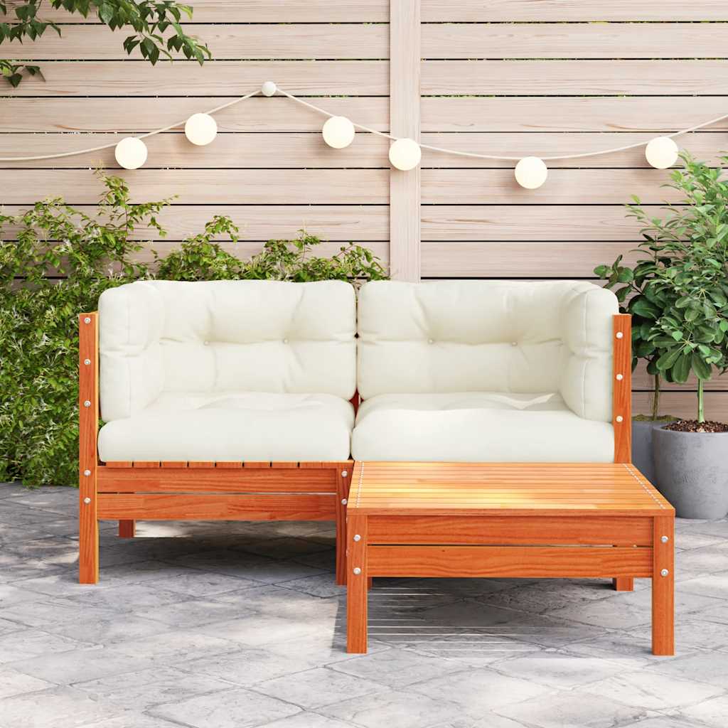 vidaXL Sofa ogrodowa z poduszkami i podnóżkiem, 2-osobowa