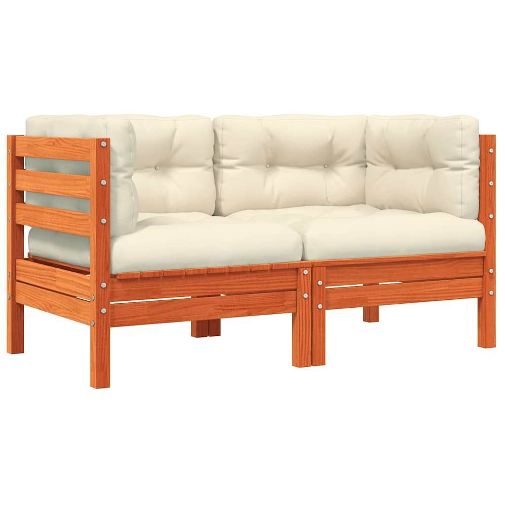 vidaXL Sofa ogrodowa z poduszkami i podnóżkiem, 2-osobowa
