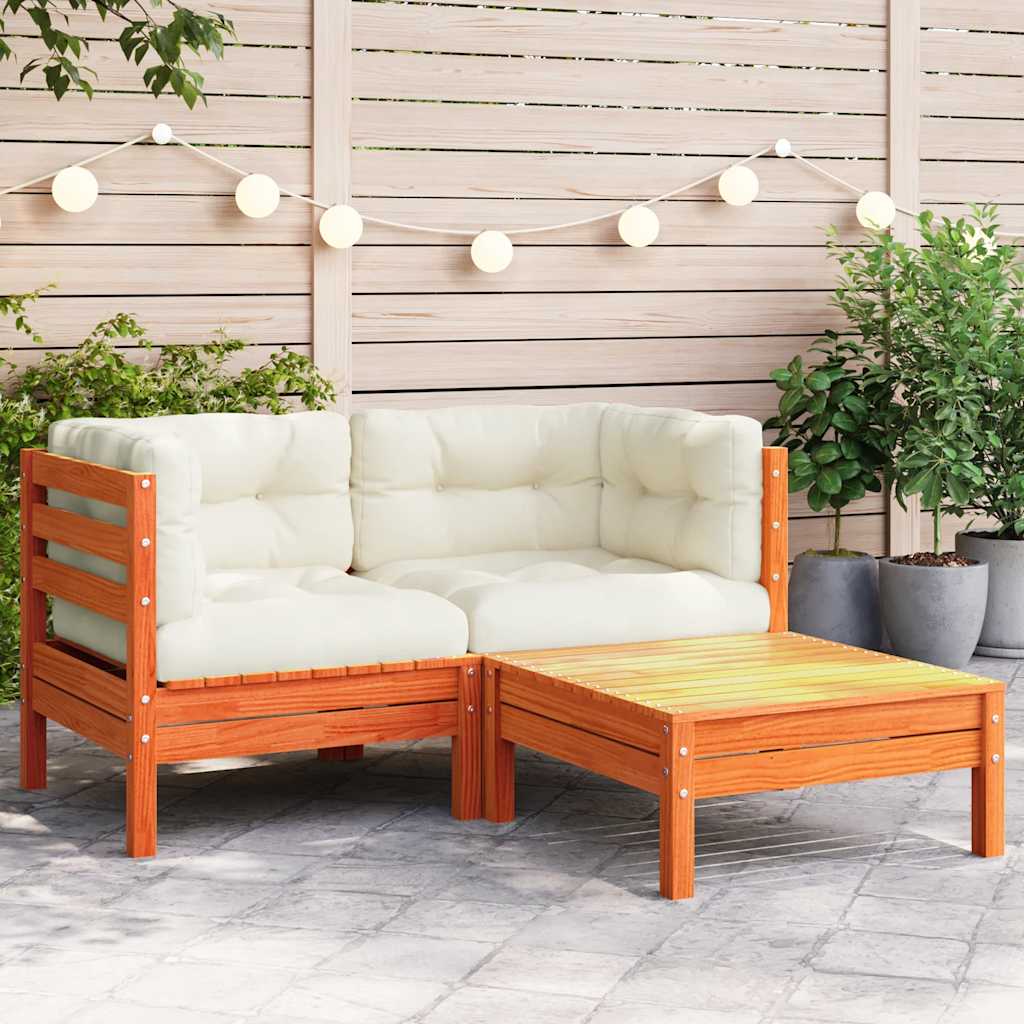 vidaXL Sofa ogrodowa z poduszkami i podnóżkiem, 2-osobowa