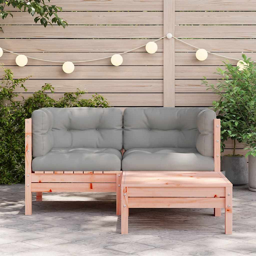 vidaXL Sofa ogrodowa z poduszkami i podnóżkiem, 2-osobowa