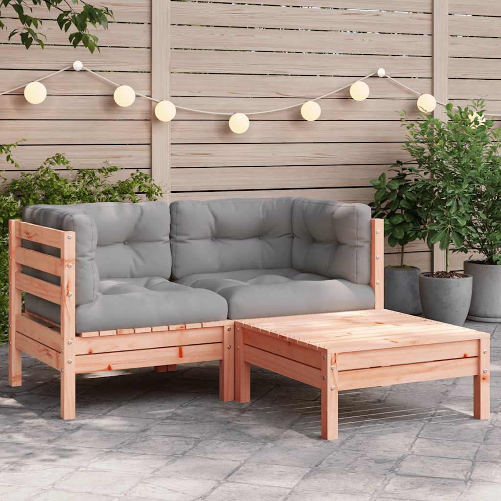 vidaXL Sofa ogrodowa z poduszkami i podnóżkiem, 2-osobowa