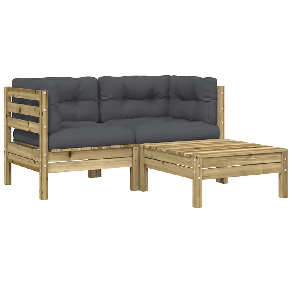 vidaXL Sofa ogrodowa z poduszkami i podnóżkiem, 2-osobowa