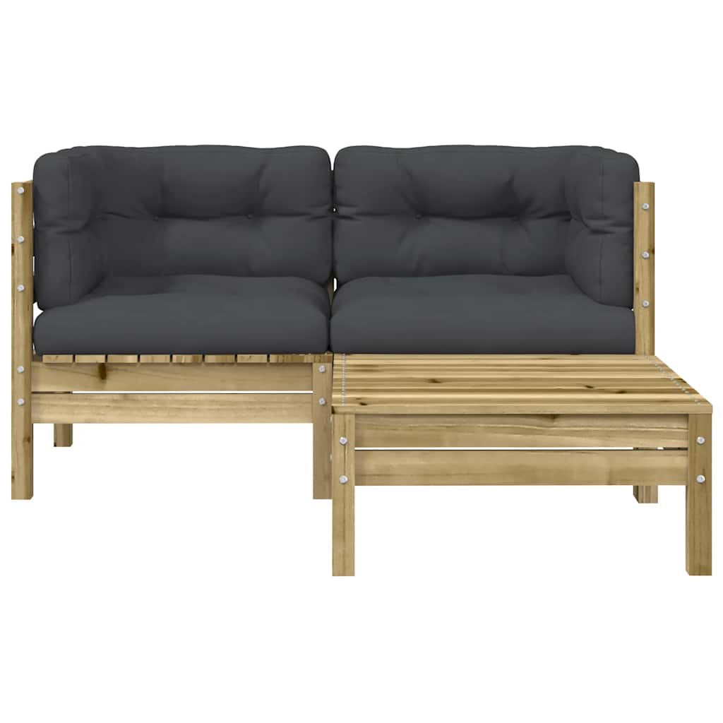 vidaXL Sofa ogrodowa z poduszkami i podnóżkiem, 2-osobowa