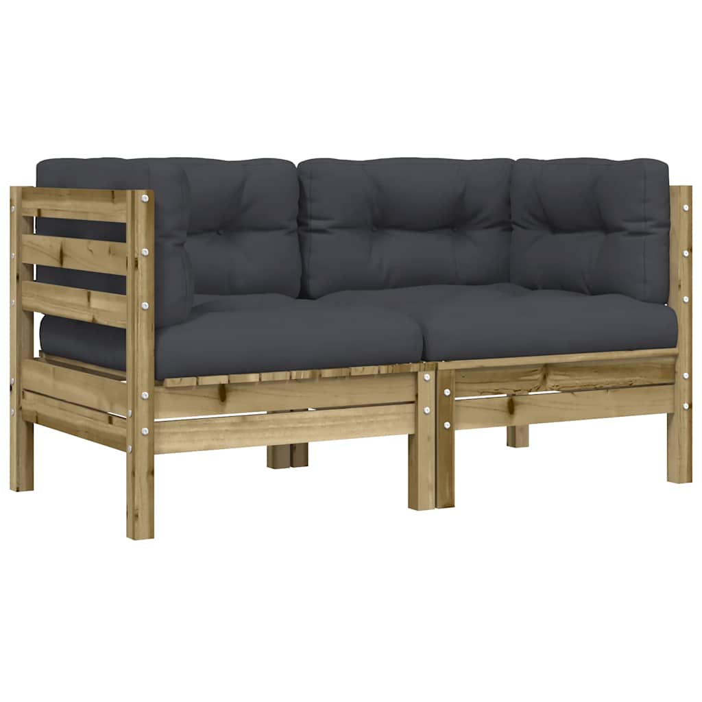 vidaXL Sofa ogrodowa z poduszkami i podnóżkiem, 2-osobowa