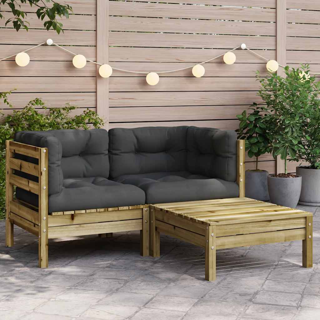 vidaXL Sofa ogrodowa z poduszkami i podnóżkiem, 2-osobowa