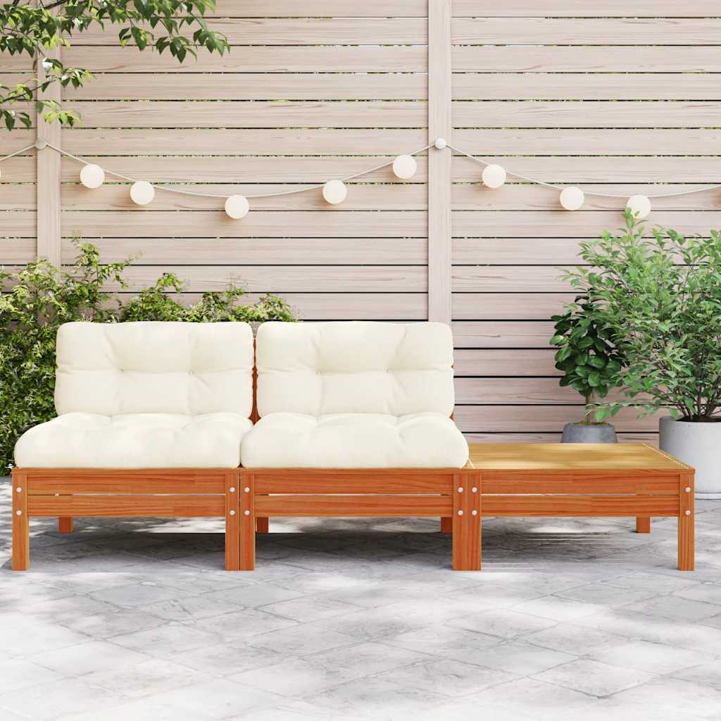 vidaXL Sofa ogrodowa z poduszkami i podnóżkiem, 2-osobowa
