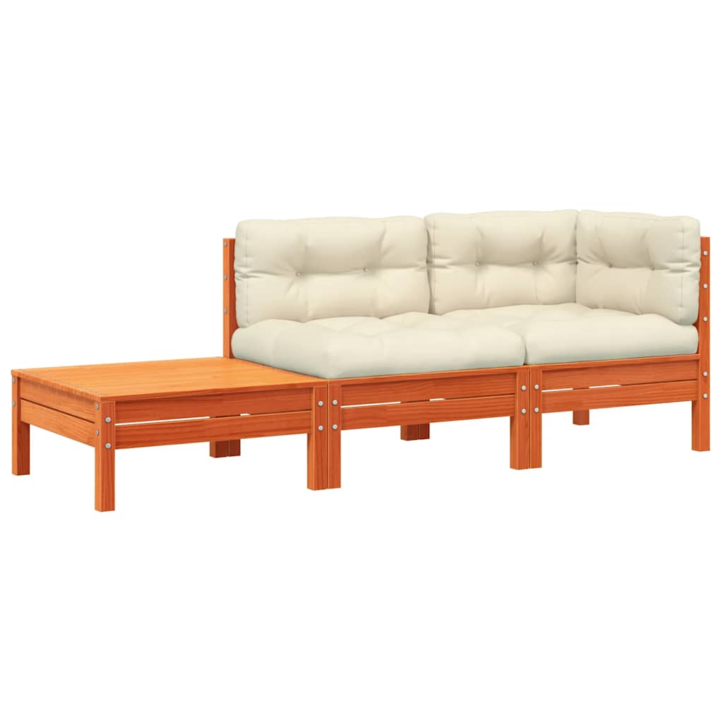 vidaXL Sofa ogrodowa z poduszkami i podnóżkiem, lite drewno sosnowe