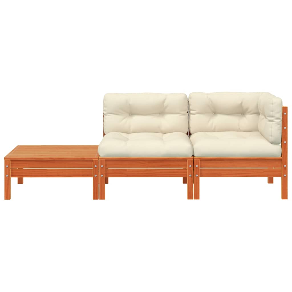 vidaXL Sofa ogrodowa z poduszkami i podnóżkiem, lite drewno sosnowe