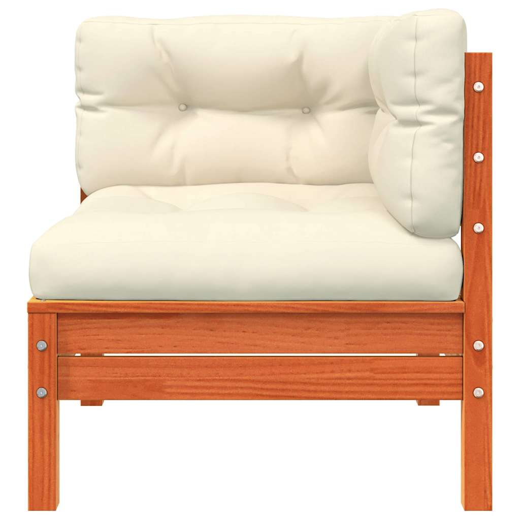 vidaXL Sofa ogrodowa z poduszkami i podnóżkiem, lite drewno sosnowe