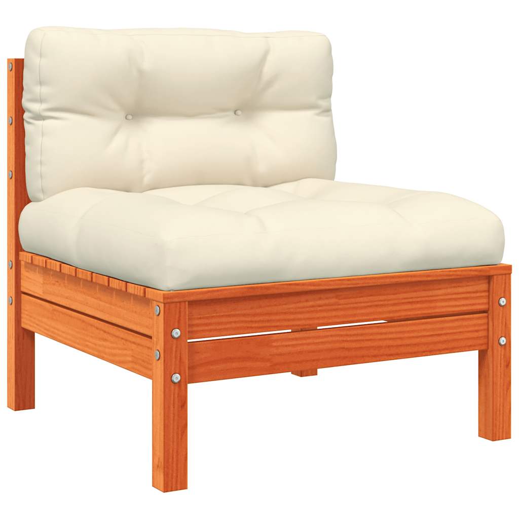 vidaXL Sofa ogrodowa z poduszkami i podnóżkiem, lite drewno sosnowe