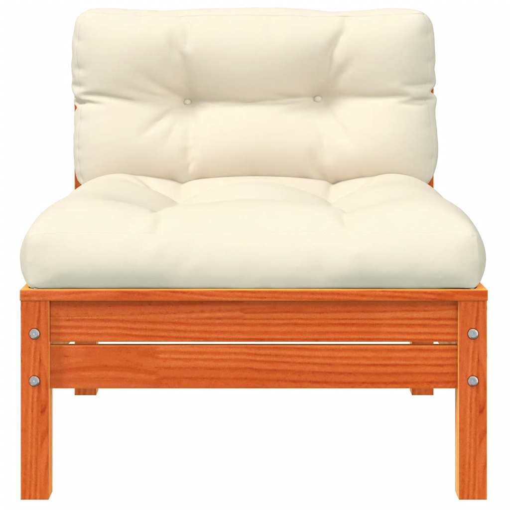 vidaXL Sofa ogrodowa z poduszkami i podnóżkiem, lite drewno sosnowe