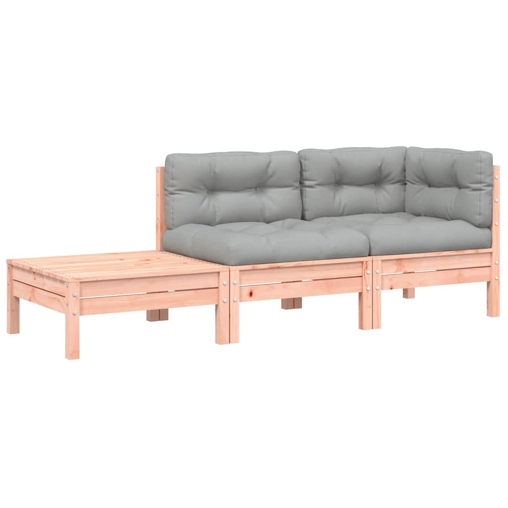 vidaXL Sofa ogrodowa z poduszkami i podnóżkiem, drewno daglezjowe