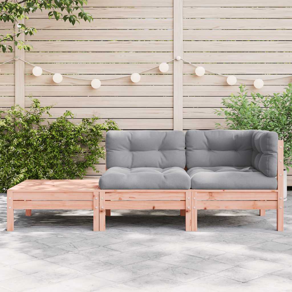 vidaXL Sofa ogrodowa z poduszkami i podnóżkiem, drewno daglezjowe