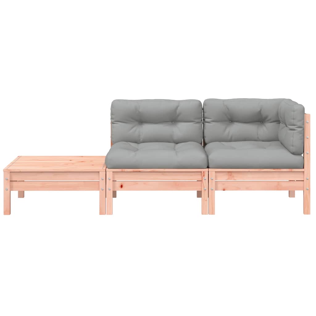 vidaXL Sofa ogrodowa z poduszkami i podnóżkiem, drewno daglezjowe