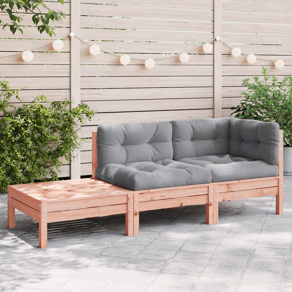 vidaXL Sofa ogrodowa z poduszkami i podnóżkiem, drewno daglezjowe