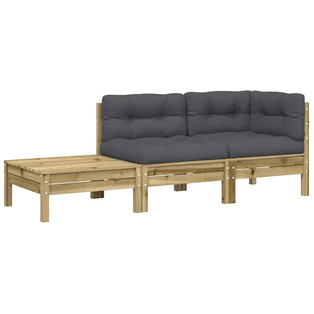 vidaXL Ogrodowa sofa z poduszkami i podnóżkiem, impregnowana sosna