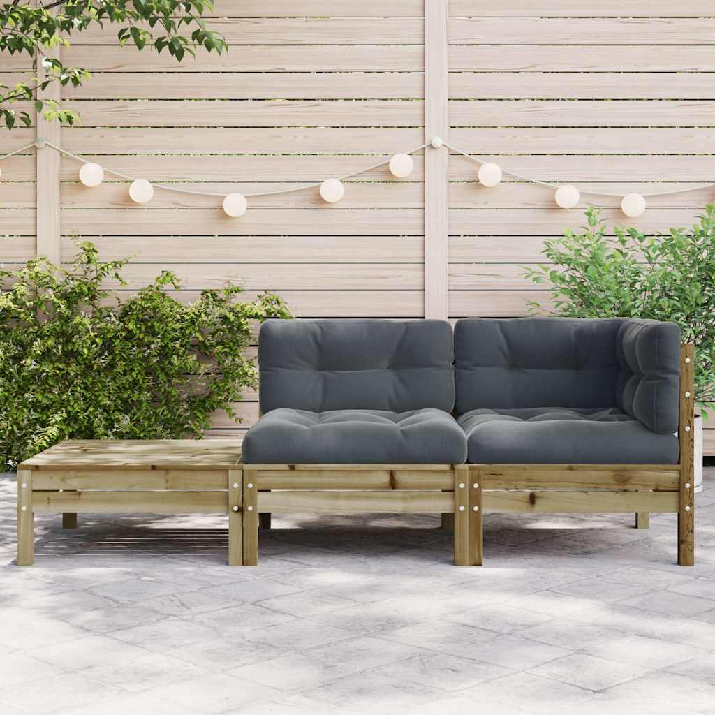 vidaXL Ogrodowa sofa z poduszkami i podnóżkiem, impregnowana sosna