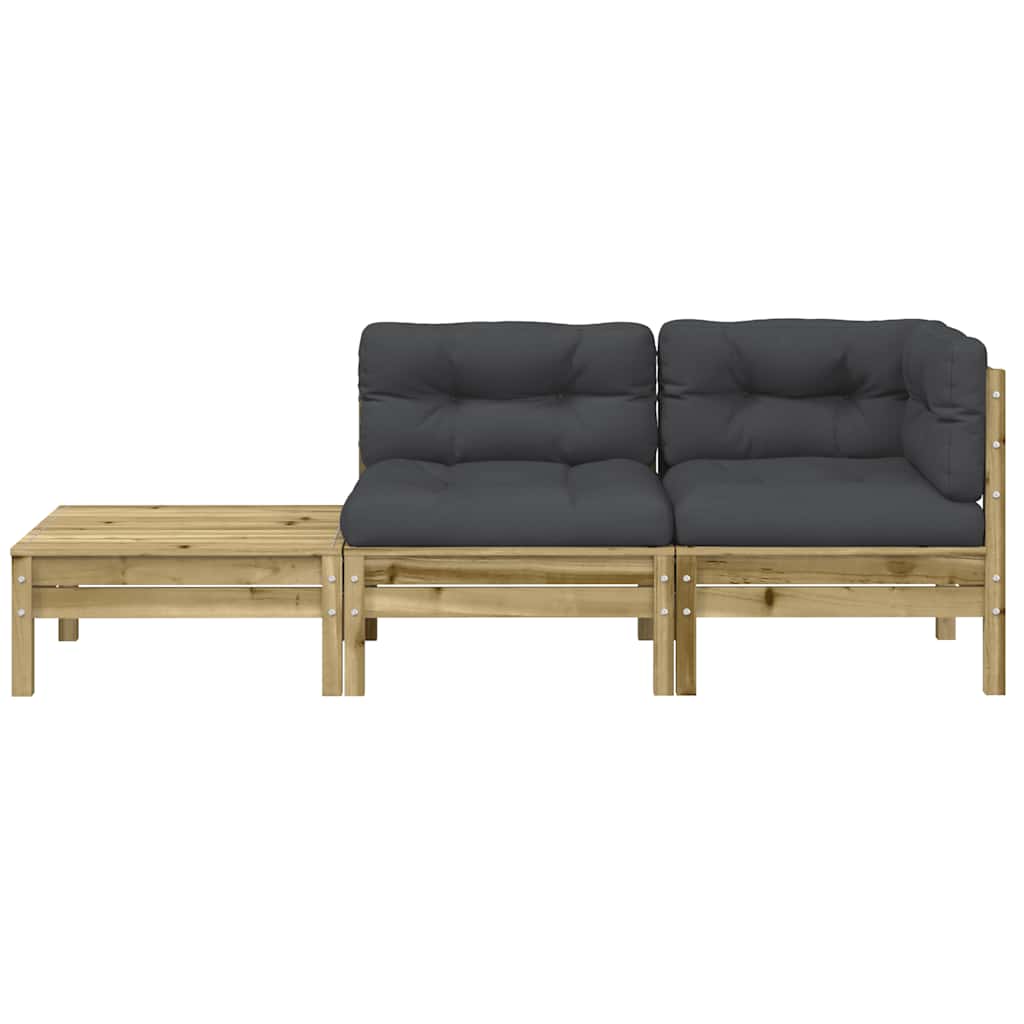 vidaXL Ogrodowa sofa z poduszkami i podnóżkiem, impregnowana sosna