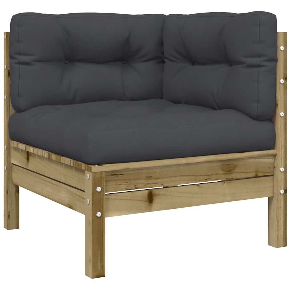 vidaXL Ogrodowa sofa z poduszkami i podnóżkiem, impregnowana sosna