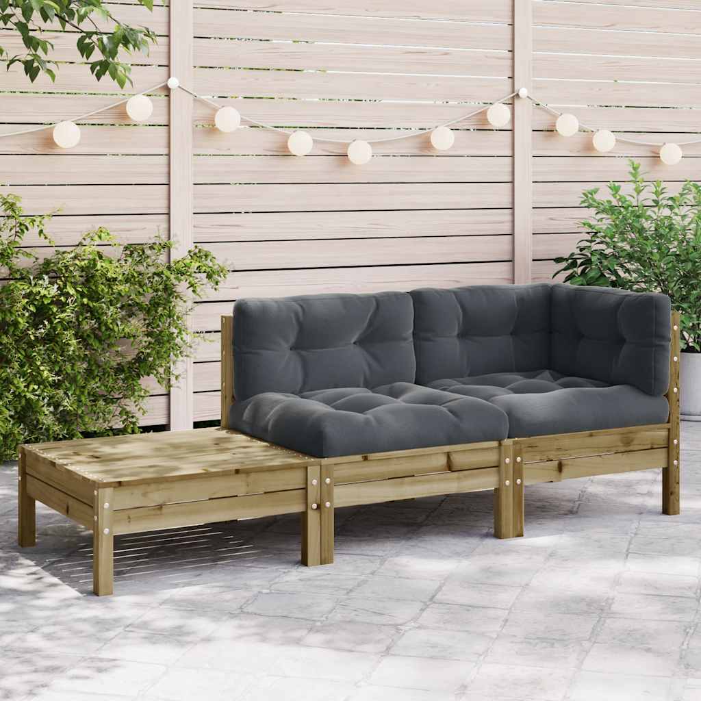 vidaXL Ogrodowa sofa z poduszkami i podnóżkiem, impregnowana sosna