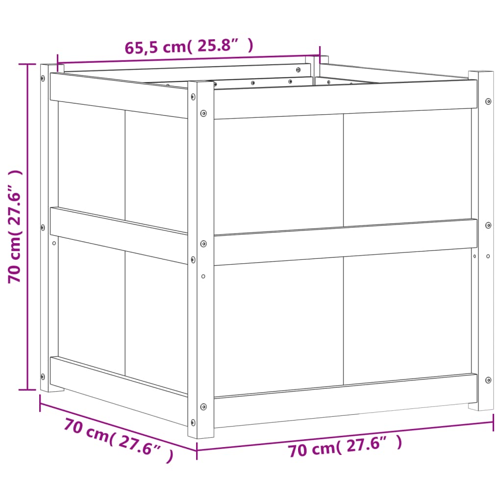 vidaXL Donica ogrodowa, 70x70x70 cm, lite drewno daglezjowe