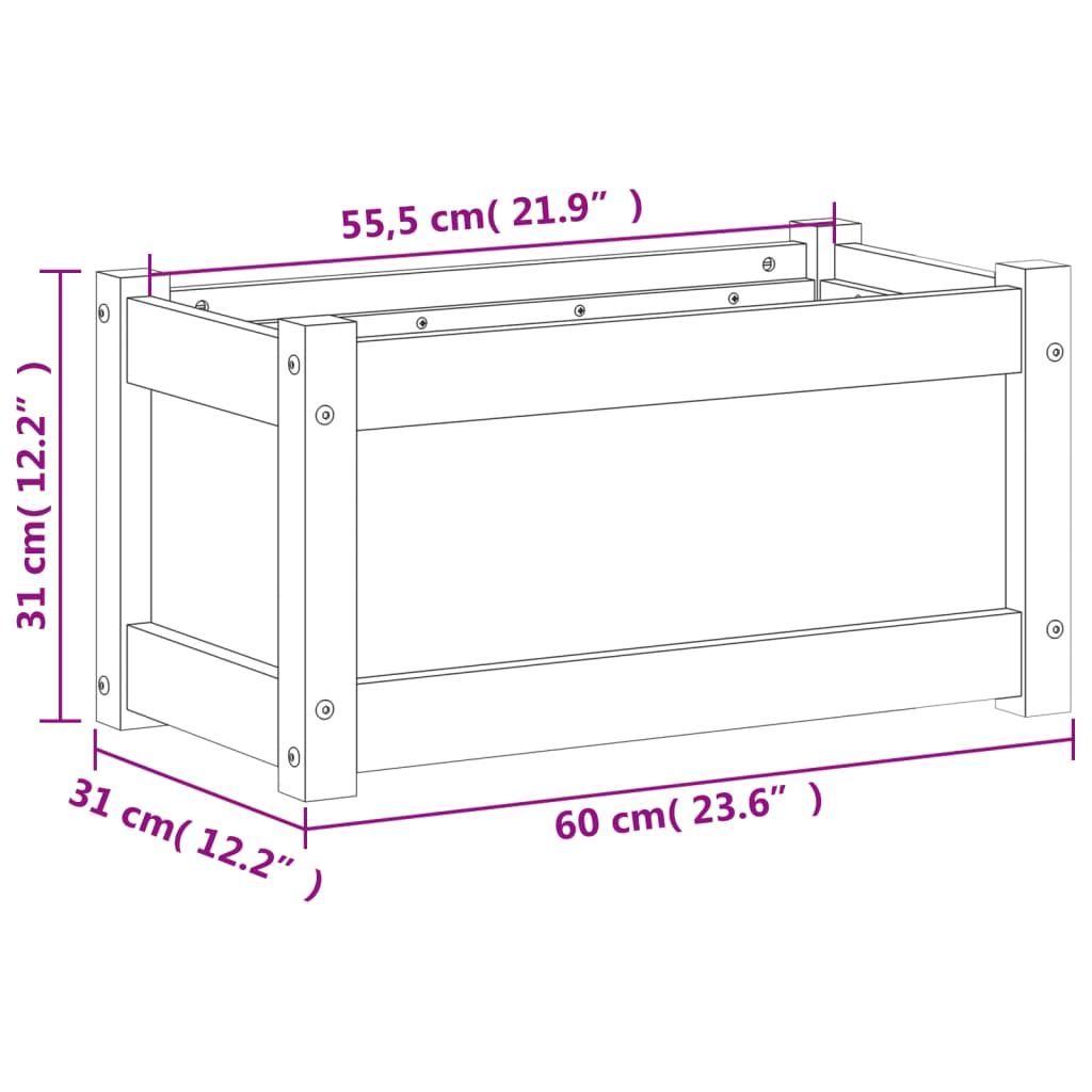 vidaXL Donica ogrodowa, 60x31x31 cm, impregnowane drewno sosnowe