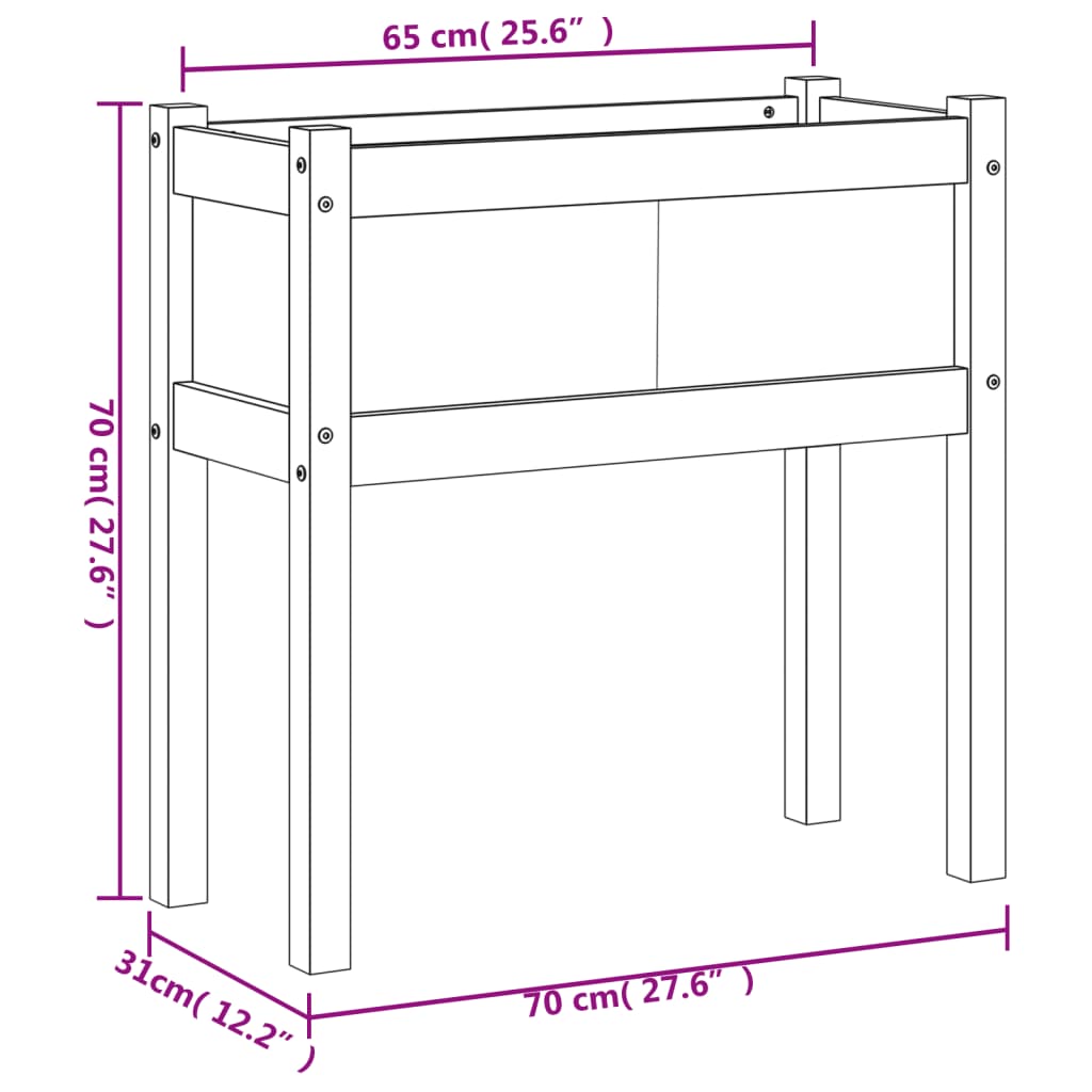 vidaXL Donica ogrodowa na nogach, 70x31x70 cm, impregnowane drewno