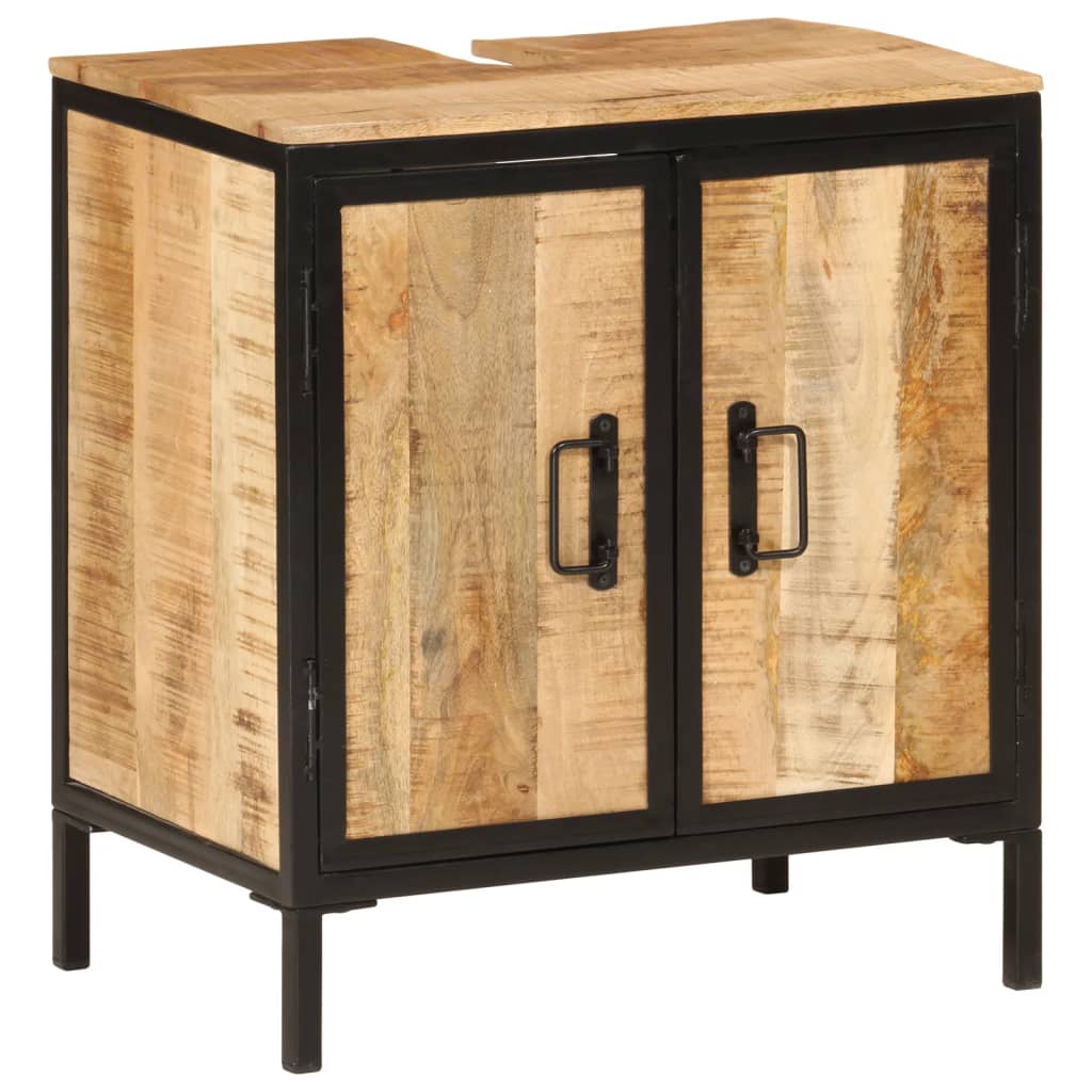 vidaXL Szafka pod umywalkę, 55x35x60 cm, lite drewno mango i żelazo