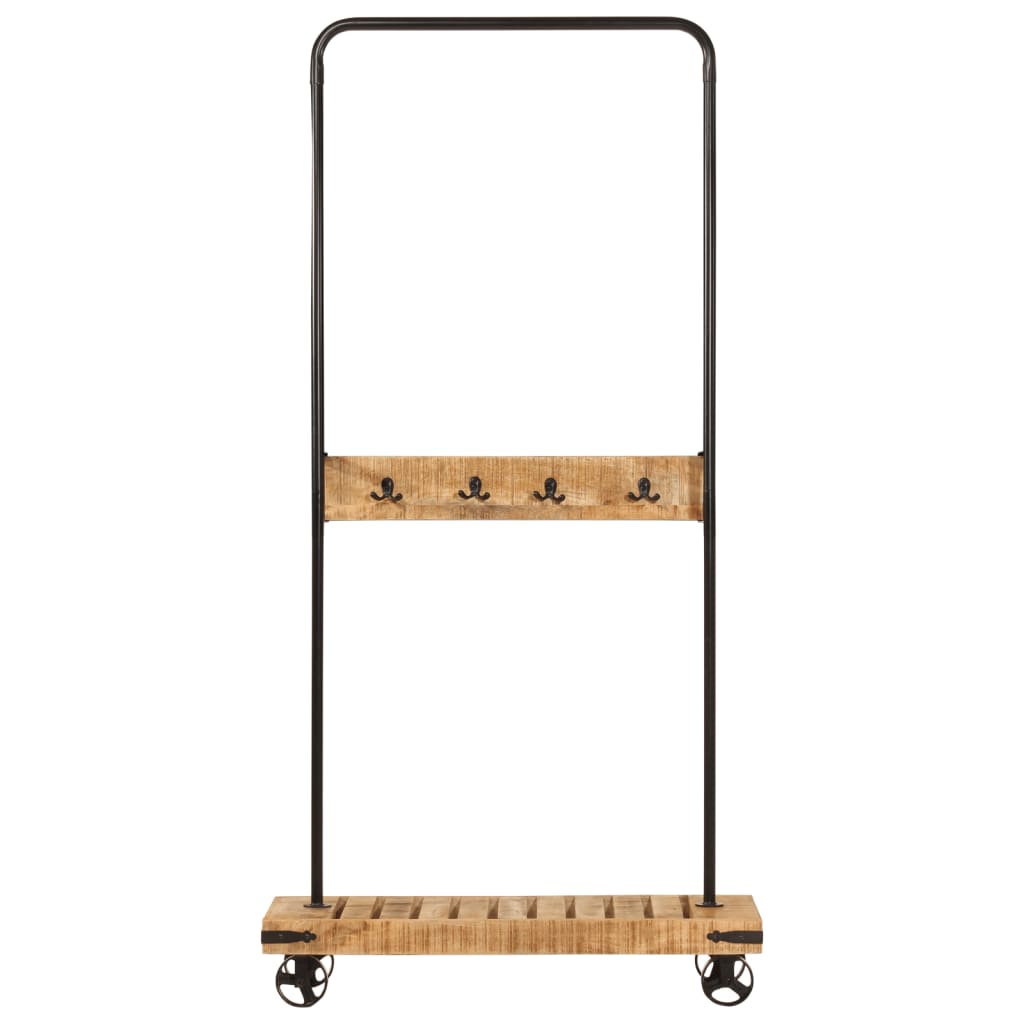 vidaXL Wieszak na ubrania, z kółkami, 90x35x190 cm, mango i żelazo