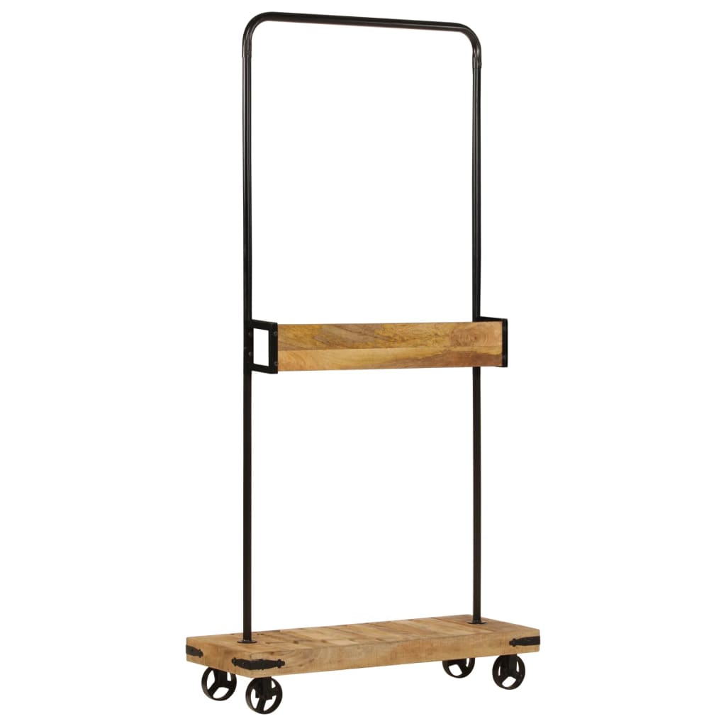 vidaXL Wieszak na ubrania, z kółkami, 90x35x190 cm, mango i żelazo