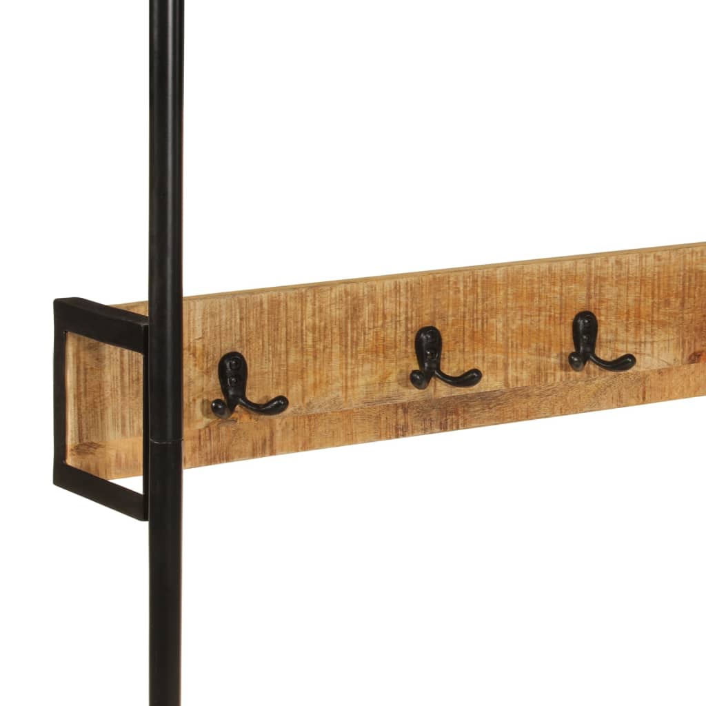 vidaXL Wieszak na ubrania, z kółkami, 90x35x190 cm, mango i żelazo