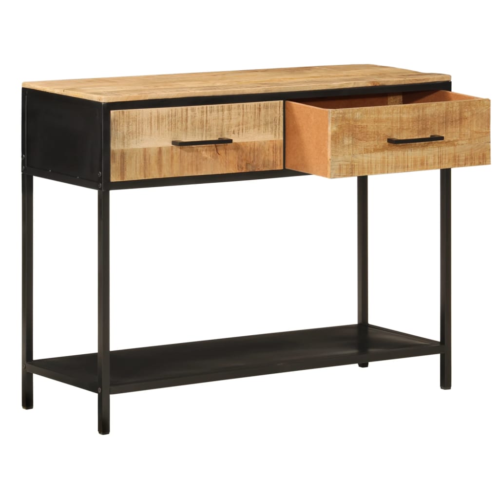 vidaXL Stolik konsolowy, 100x35x76 cm, lite drewno mango i żelazo