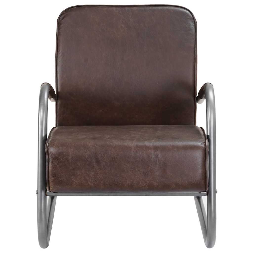 vidaXL Fotel wypoczynkowy, brązowy, skóra naturalna