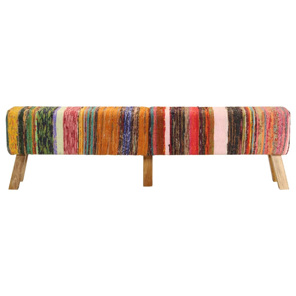 vidaXL Ławka, kolorowa, 160 cm, tkanina chindi i lite drewno mango